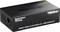 Ein schwarzer TRENDnet Gigabit Switch Modell TEG-S50g mit fünf Anschlüssen, LED-Anzeigen und in Grün beschrifteten 'LINK/ACT' Status.