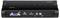 Ein schwarzer KVM-Switch mit einem VGA-Anschluss, zwei USB-Ports, Audioschnittstellen und beschrifteten Schaltern zur Steuerung mehrerer angeschlossener Geräte.