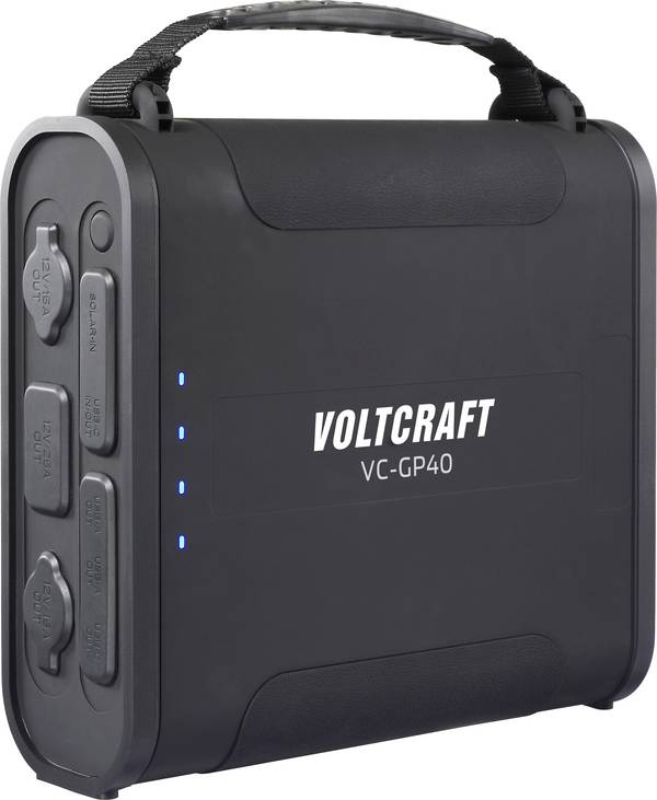 VOLTCRAFT VC-GP40 Powerbank 36000 mAh USB PD 3.0 LiFePO 4  Schwarz LED Taschenlampe, Statusanzeige