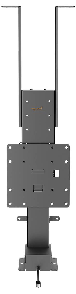 Eine schwarze, verstellbare TV-Wandhalterung mit mehreren Schrauböffnungen, die für eine sichere und flexible Montage von Flachbildschirm-Fernsehern entwickelt wurde.