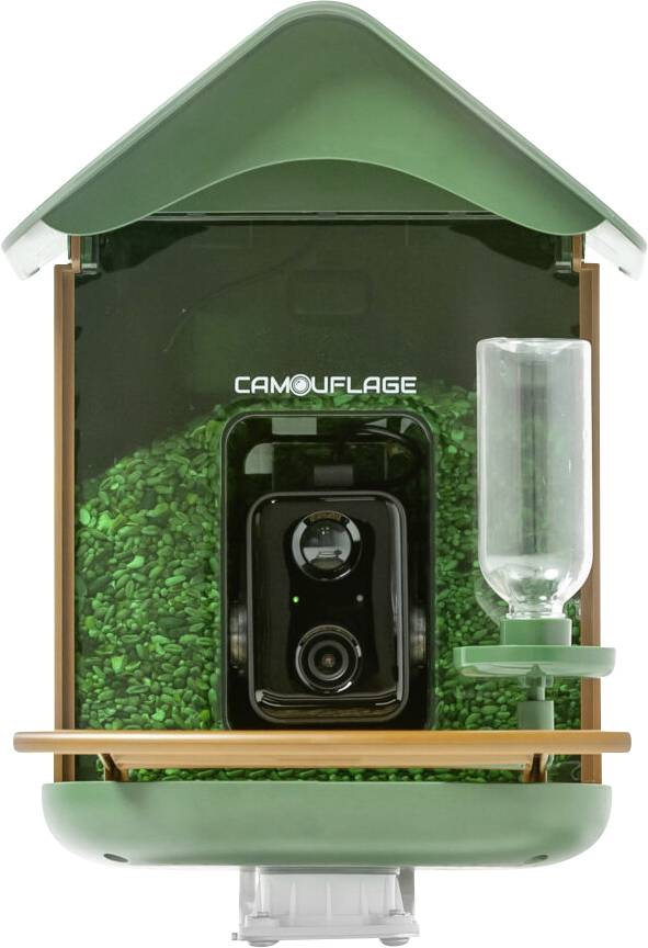 Camouflage Wildkamera 2 Megapixel mit Futterspender, WLAN, Zeitrafferfunktion, inkl. Solarladegerät mit Li-Ion-Akku Camo