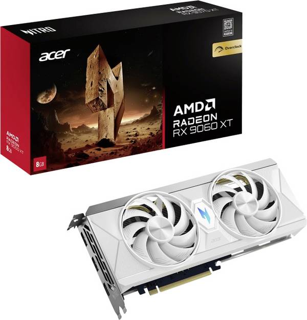 Acer Grafikkarte AMD Radeon RX 9060 XT AMD Radeon™ RX 9060 XT Series 8 GB GDDR6-VRAM PCIe HDMI®, DisplayPort Übertaktet / Overclocked