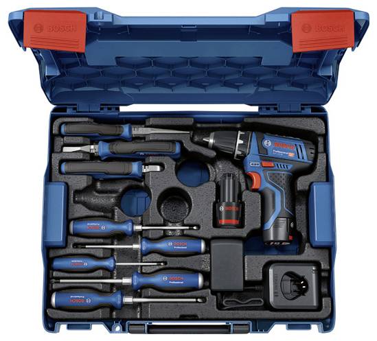 Bosch Professional GSR 12V-15 Professional und Handwerkzeuge 060186810R Verktygsset Batteridriven borrskruvdragare