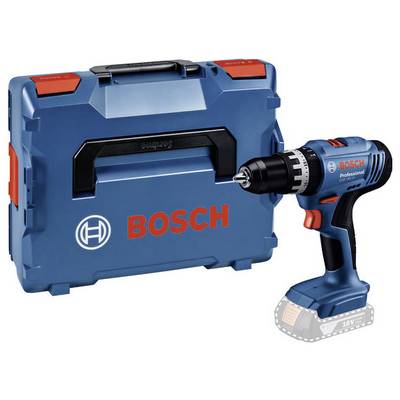 Eine blaue kabellose Bohrmaschine mit der Aufschrift "Bosch Professional" liegt neben einem passenden blauen Werkzeugkoffer, der ein großes Bosch-Logo trägt.