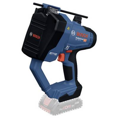 Ein professionelles Bosch-Akku-Werkzeug in Blau und Schwarz mit einem Akkufach am Boden, entwickelt für Bau- oder Montagearbeiten.