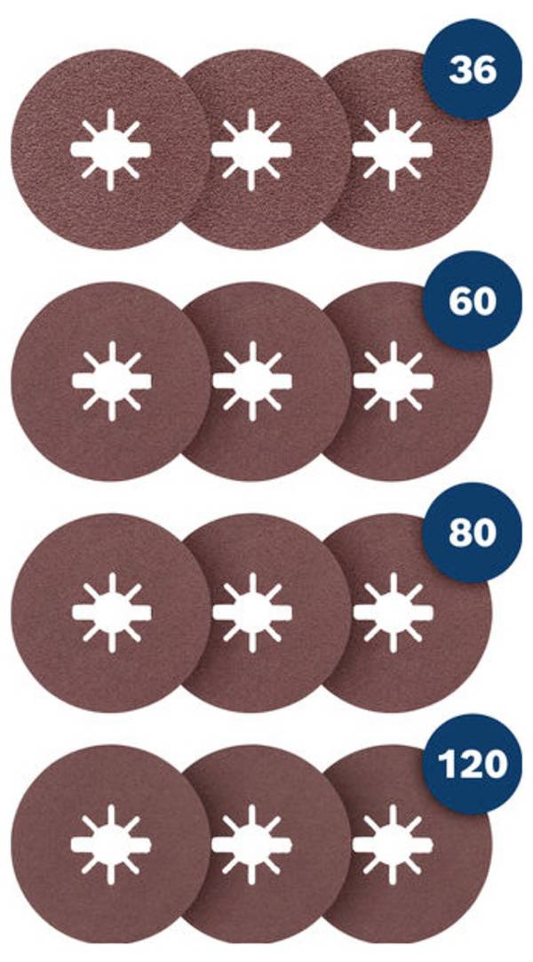 Bosch Accessories 2607012053 Fiberscheibe Durchmesser 125 mm Körnung (num)=36, 60, 80, 120 1 Set
