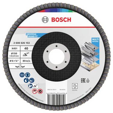 Bosch Accessories 2608626153 Fächerschleifscheibe Durchmesser 150 mm Körnung (num)=40 1 St.