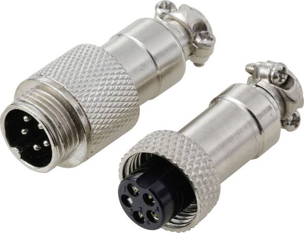 TRU COMPONENTS TC-13895568 Rundsteckverbinder Stecker, Buchsenkontakt Gesamtpolzahl: 5 Serie (Rundsteckverbinder): GX12 1 Set