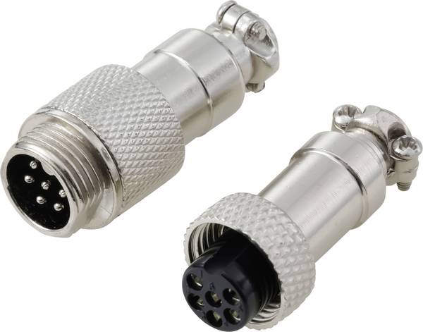 TRU COMPONENTS TC-13895572 Rundsteckverbinder Stecker, Buchsenkontakt Gesamtpolzahl: 6 Serie (Rundsteckverbinder): GX12  1 Set