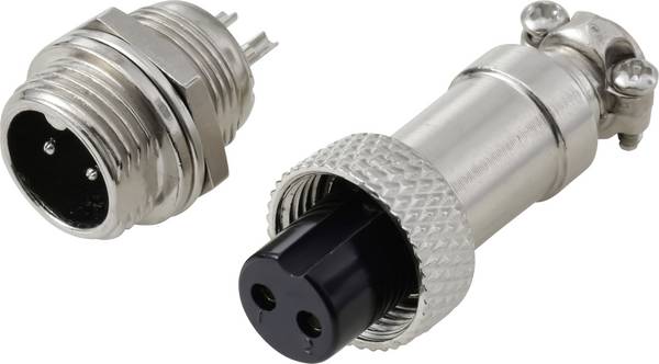 TRU COMPONENTS TC-13895576 Rundsteckverbinder Stecker, Buchsenkontakt Gesamtpolzahl: 2 Serie (Rundsteckverbinder): GX12  1 Set