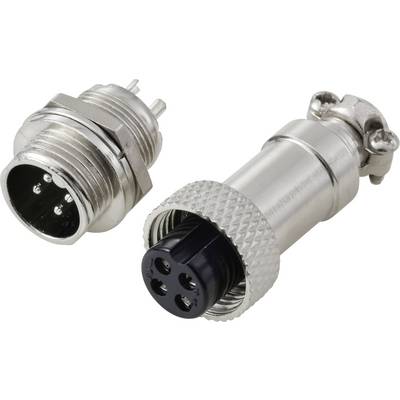 Zwei Metallaudioverbinder: ein männlicher Stecker mit Stifte und eine weibliche Buchse mit Löchern. Beide haben eine metallische, zylindrische Gestalt.