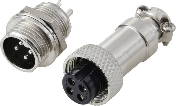 TRU COMPONENTS TC-13895584 Rundsteckverbinder Stecker, Buchsenkontakt Gesamtpolzahl: 4 Serie (Rundsteckverbinder): GX12  1 Set