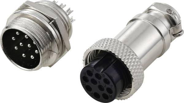 TRU COMPONENTS TC-13895664 Rundsteckverbinder Stecker, Buchsenkontakt Gesamtpolzahl: 10 Serie (Rundsteckverbinder): GX16  1 Set