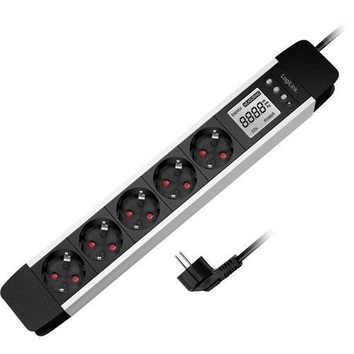 LogiLink LPS286 Energiesparsteckdose Schwarz, Silber Schutzkontakt 1 St.