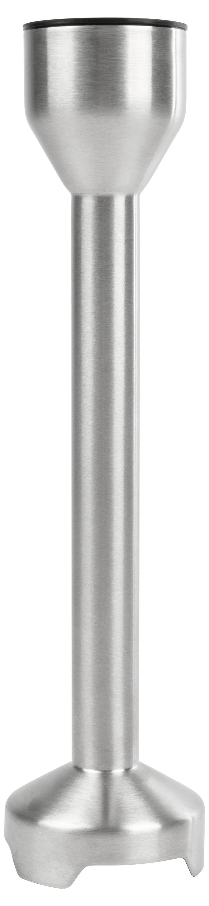Eine Stabmixer-Klinge aus Metall mit Edelstahl-Oberfläche.