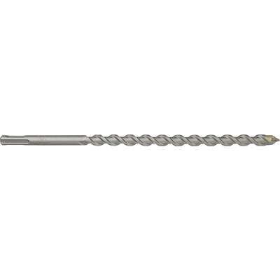 Eine Nahaufnahme eines Metallbohrers mit einer Spiralnut und einer spitzen Spitze, der zum Bohren in harte Materialien entwickelt wurde.