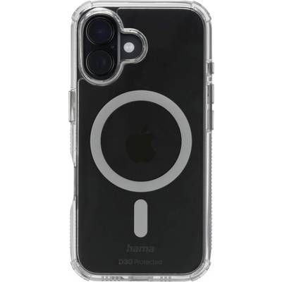Ein schwarzes Smartphone-Gehäuse mit klarer Kante verfügt über ein großes kreisförmiges Design in der Mitte. Das Apple-Logo ist unter dem Kreis sichtbar.