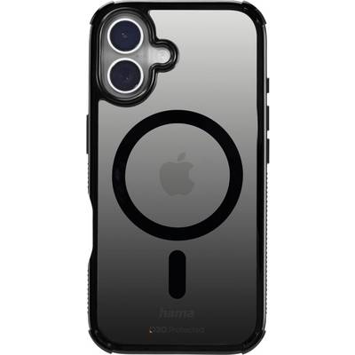 Eine Smartphone-Hülle mit doppelten Kameraausschnitten, die ein auffälliges kreisförmiges Design auf der Rückseite und das Apple-Logo in der Mitte aufweist.