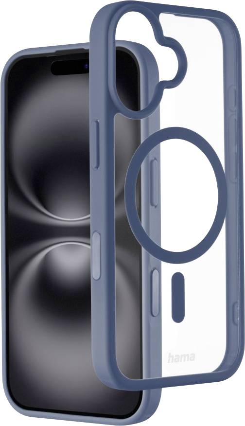 hama 00232382 Handyhülle Frame Protect für iPhone 17, magnetisch, durchsichtig, Blau