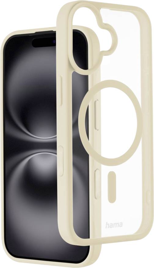 hama 00232383 Handyhülle Frame Protect für iPhone 17, magnetisch, durchsichtig, Beige