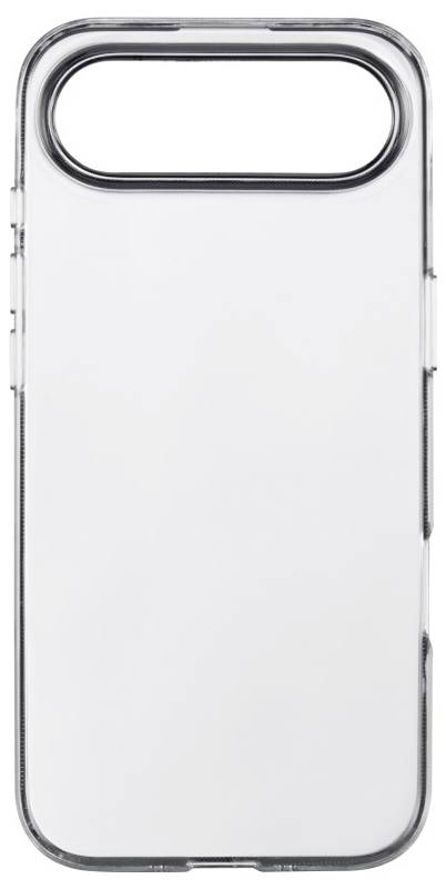 Transparente, minimalistische Handyhülle mit einer großzügigen Kameraöffnung oben, entwickelt, um ein Smartphone zu schützen und gleichzeitig sein ursprüngliches Design zur Geltung zu bringen.