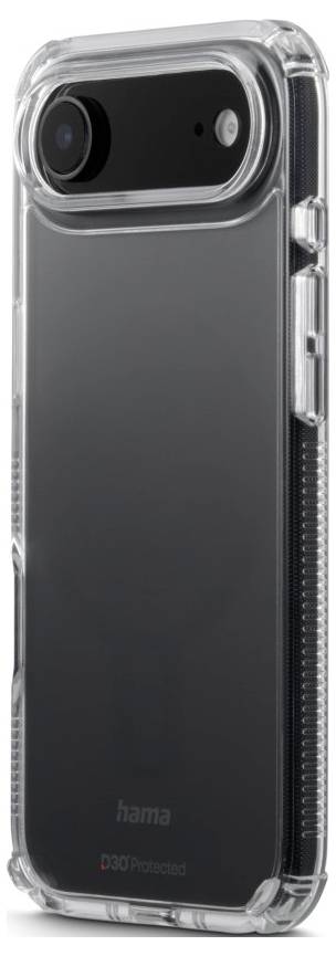 Ein Smartphone mit einer transparenten Schutzhülle, das seine Rückkamera und sein minimalistisches Design präsentiert.