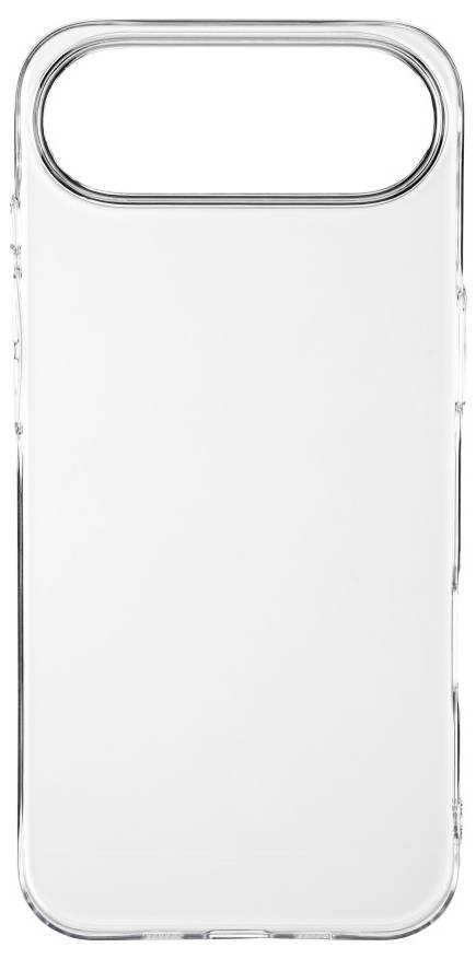 Transparente Smartphone-Hülle mit einer Kameraaussparung oben, entwickelt für Schutz und Sichtbarkeit der Rückkamera.