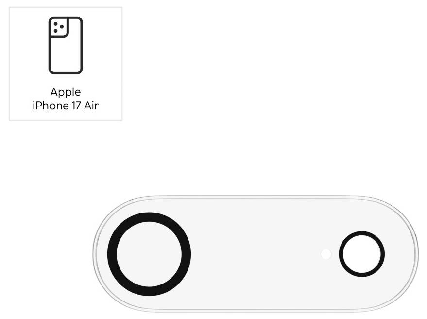 Frühe Konzeptdesigns für das Apple iPhone 17 Air zeigen ein vereinfachtes Symbol mit einer einzigartigen Doppelkreis-Kamerakonfiguration.