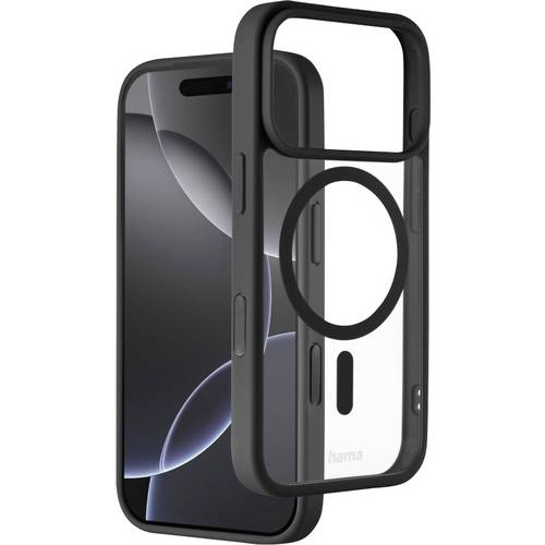 hama 00232404 Handyhülle Frame Protect f. iPhone 17 Pro, magnetisch, durchsichtig, Schw