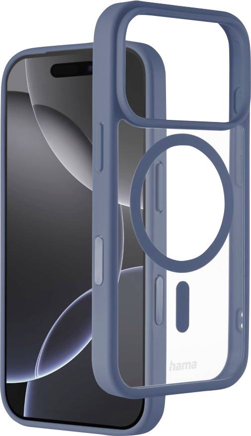 hama 00232405 Handyhülle Frame Protect f. iPhone 17 Pro, magnetisch, durchsichtig, Blau