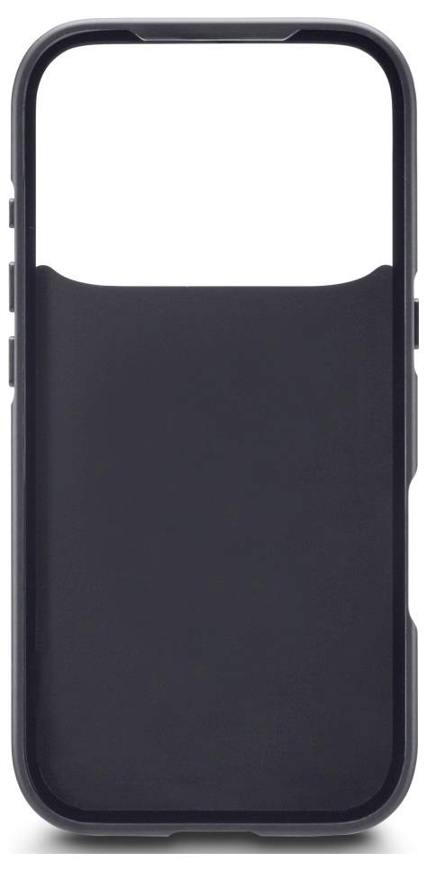 Ein schlankes schwarzes Handygehäuse mit Aussparung für die Kamera und Tasten. Die Hülle hat ein minimalistisches Design und eignet sich zum Schutz des Telefons.