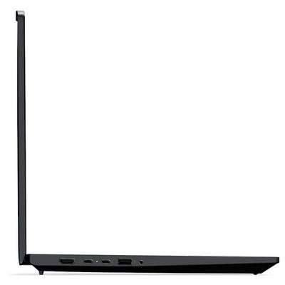 Seitenansicht eines geöffneten Laptops, die Anschlüsse wie HDMI, USB-C und USB-A am linken Rand zeigt.