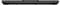 Eine schwarze, rechteckige Soundbar mit elegantem Design und einem erhöhten mittleren Abschnitt wird vor einem hellen Hintergrund gezeigt.