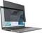 Ein Laptop, der einen Desktopbildschirm zeigt, teilweise verdeckt von einem dunklen Sichtschutzfilter, der die Sichtbarkeit verschleiert und verstärkte Sicherheit andeutet.