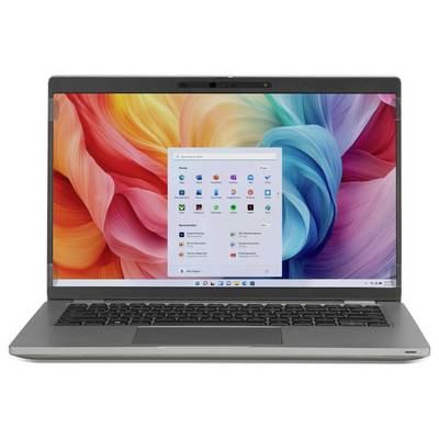 Ein Laptop mit einem bunten abstrakten Hintergrund und einem Bildschirm, auf dem verschiedene Anwendungssymbole geöffnet sind, was eine Softwareauswahl andeutet.