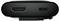 Ein schwarzes Gerät mit einem HDMI-Anschluss auf der linken und einem USB-C-Anschluss auf der rechten Seite, von vorne betrachtet.