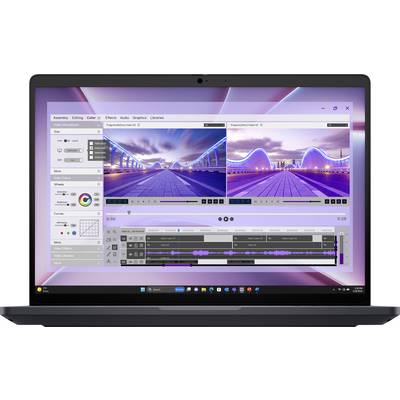 Ein Laptop-Bildschirm zeigt eine geöffnete Videobearbeitungssoftware mit zwei Vorschau-Fenstern für Videos, einer Zeitleiste und sichtbaren Bearbeitungswerkzeugen.