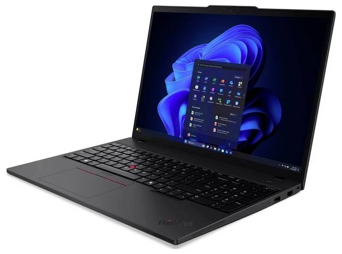 Ein Laptop, der einen Windows-Betriebssystem-Startbildschirm mit verschiedenen Anwendungssymbolen anzeigt und das standardmäßige Laptop-Design mit Touchpad und Tastatur präsentiert.