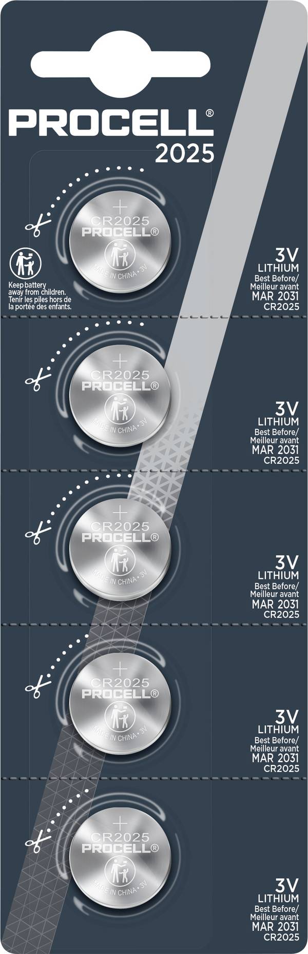 PROCELL Knopfzelle CR2025 3.0 V 5 St. 165 Lithium