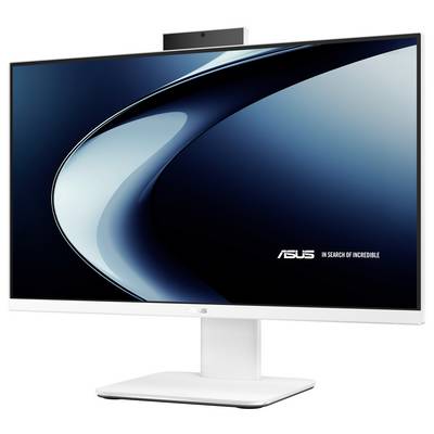 Ein weißer Desktop-Computermonitor mit elegantem Design, auf dem das 'ASUS' Logo und der Schriftzug 'Auf der Suche nach dem Unglaublichen' angezeigt werden.