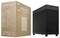 ASUS Prime Case AP303 und seine Verpackung. Das schwarze PC-Gehäuse verfügt über ein minimalistisches Design. Die Box listet Spezifikationen und Merkmale auf.