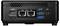 Ein schwarzes Computergerät mit HDMI, DisplayPort, zwei Ethernet-Anschlüssen (2,5G und 1G), zwei USB-Anschlüssen, einem Stromanschluss und Lüftungsschlitzen.