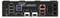 Rückansicht eines Motherboard-I/O-Panels mit mehreren USB-Anschlüssen, Ethernet-Buchsen, HDMI, Audiobuchsen und anderen Konnektivitätsoptionen.
