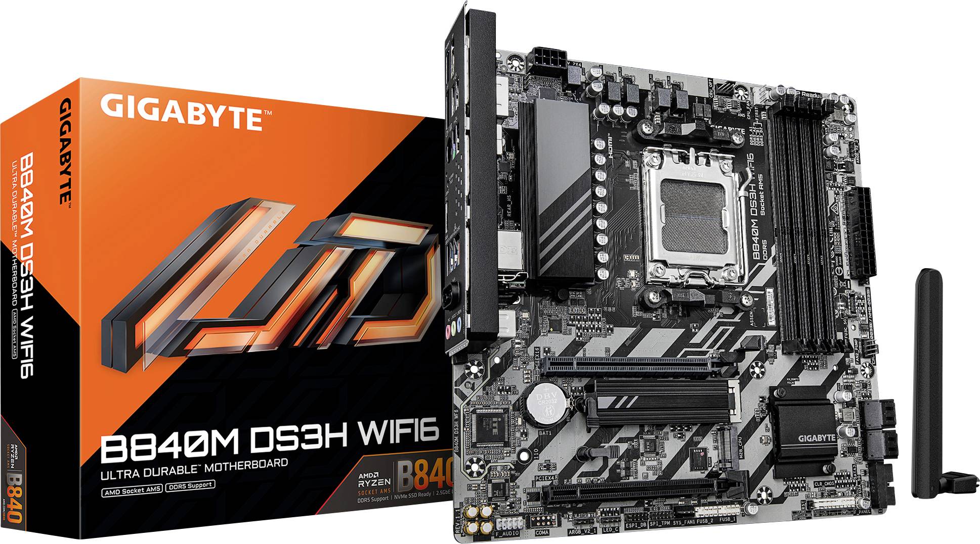 Thumbnail - Gigabyte B840M DS3H WF6 Mainboard Sockel (PC) AMD® AM5 Formfaktor (Details) Micro-ATX Mainboard-Chipsatz AMD® B840
