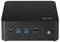 Eine kompakte schwarze Computerbox mit MSI-Branding, die mehrere USB-Anschlüsse, einen Einschaltknopf und eine Statusanzeige auf dem Frontpanel aufweist.