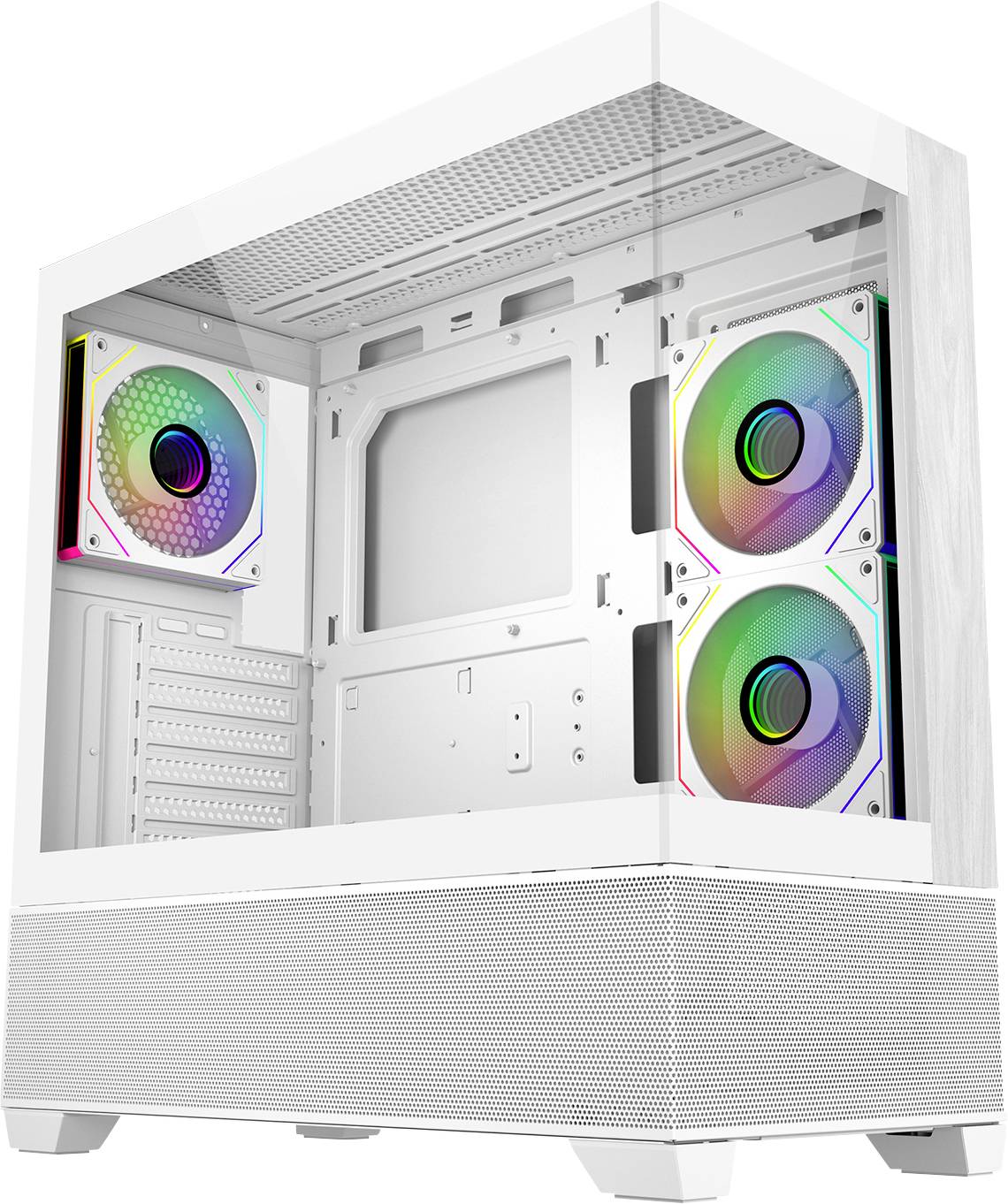 Cooler Master Elite 690 Midi-Tower PC-Gehäuse Weiß 3 Vorinstallierte LED Lüfter, Seitenfenster-0