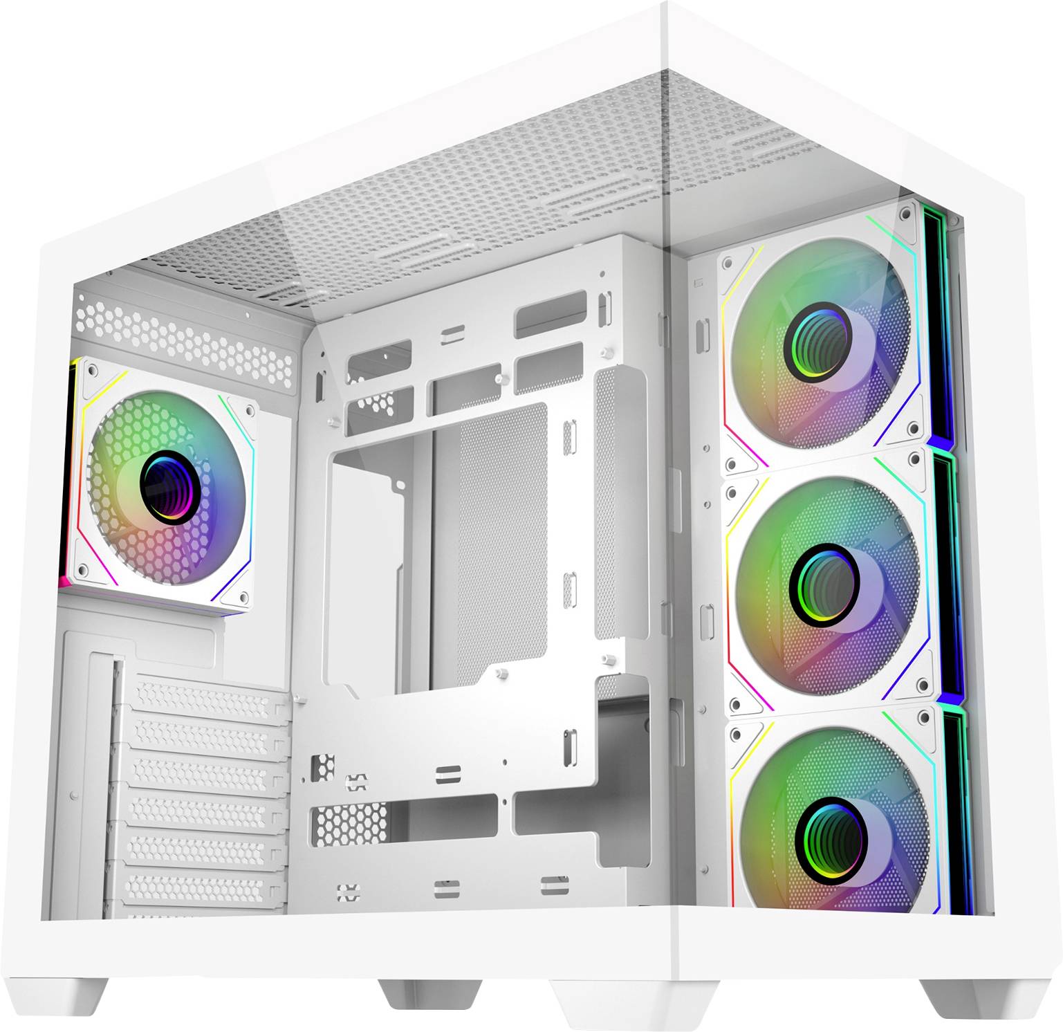 Cooler Master Elite 681 Midi-Tower PC-Gehäuse Weiß 4 Vorinstallierte LED Lüfter, Seitenfenster