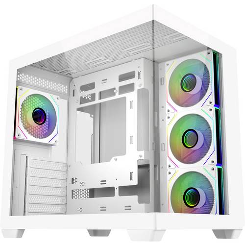 Cooler Master Elite 681 Midi-Tower PC-Gehäuse Weiß 4 Vorinstallierte LED Lüfter, Seitenfenster