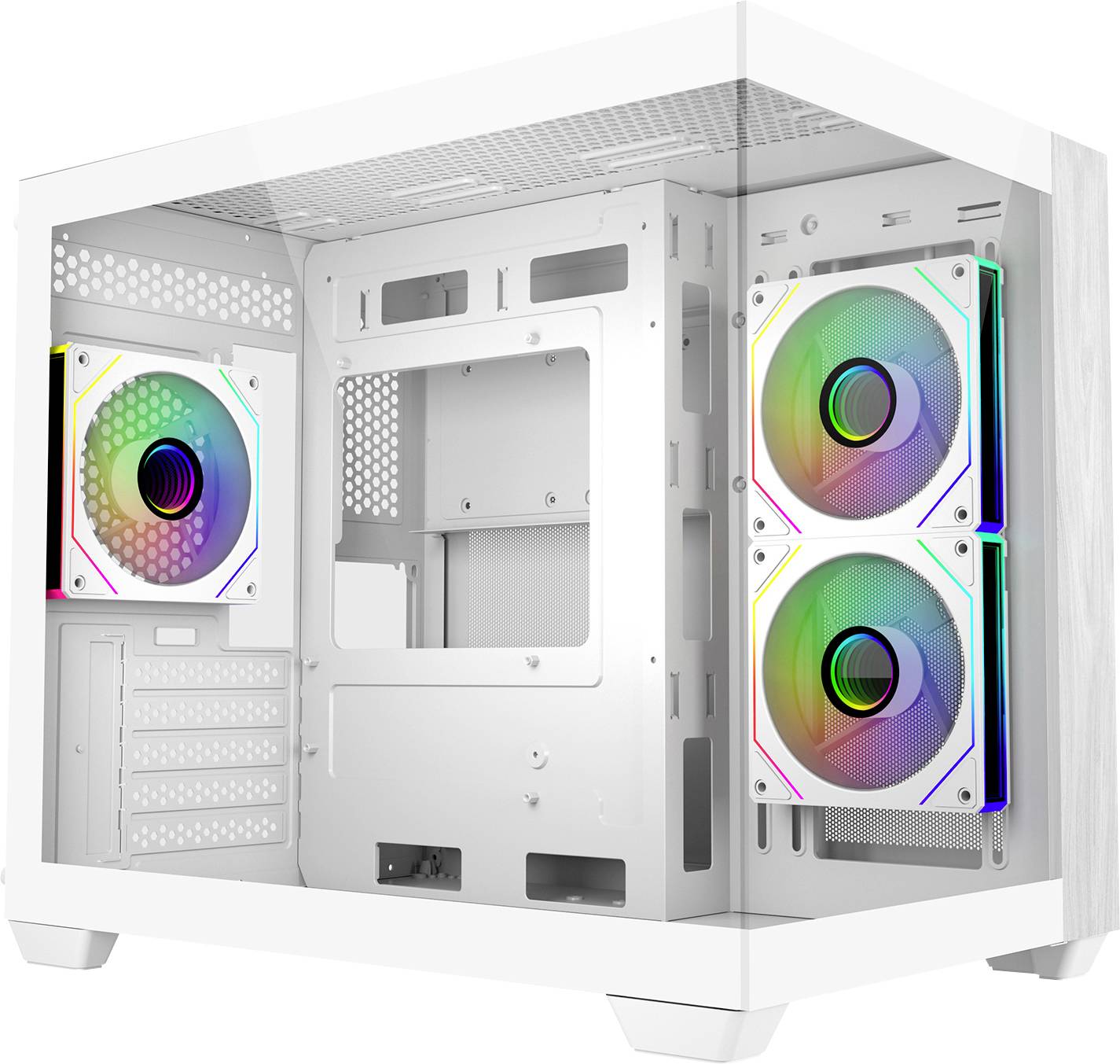 Cooler Master Elite 481 Mini-Tower PC-Gehäuse Weiß 3 Vorinstallierte LED Lüfter, Seitenfenster-0