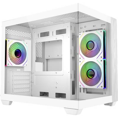 Cooler Master Elite 481 Mini-Tower PC-Gehäuse Weiß 3 Vorinstallierte LED Lüfter, Seitenfenster-0